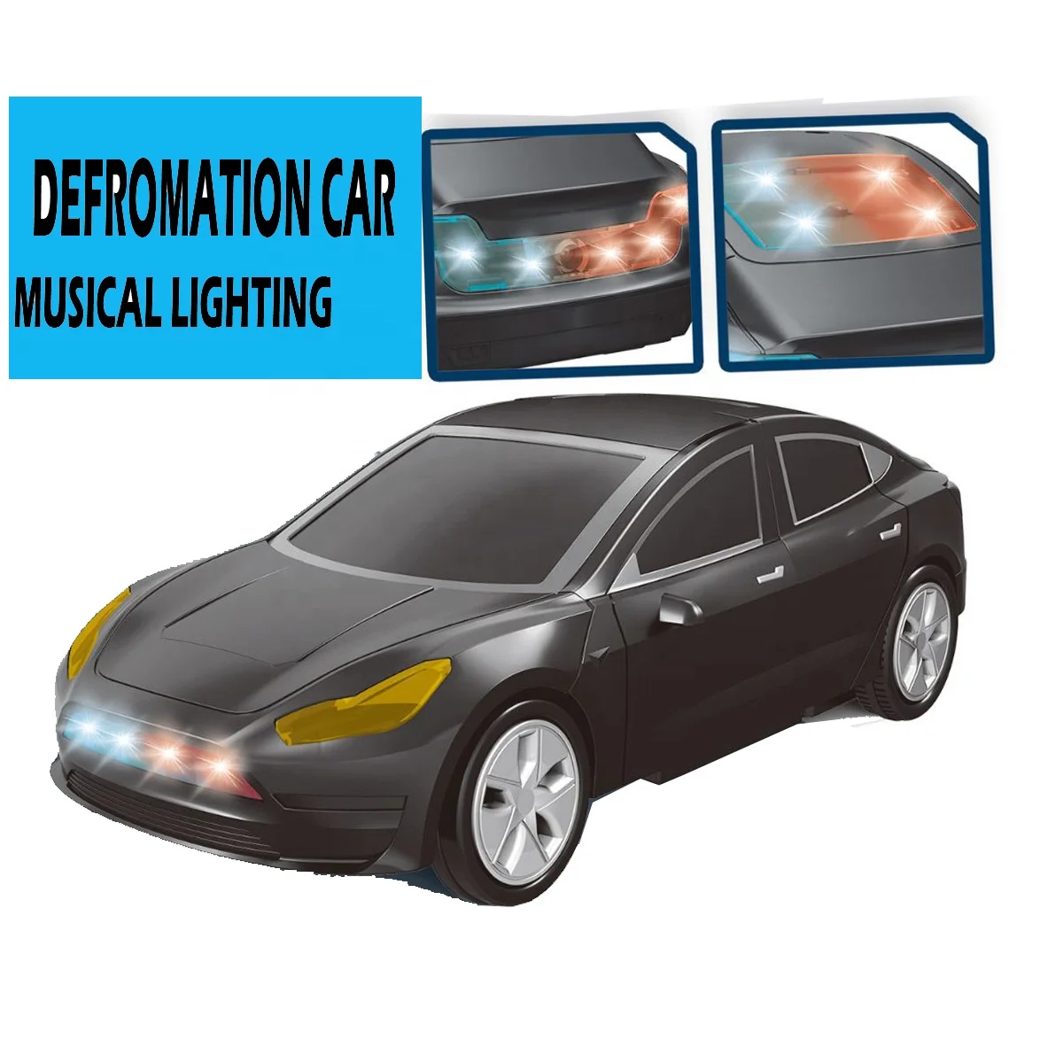 KK New Arrival Deformation Toy Vehicle With Light & Music,Multi-Fuction Automatic Deformation Musical Car Toy for Kids