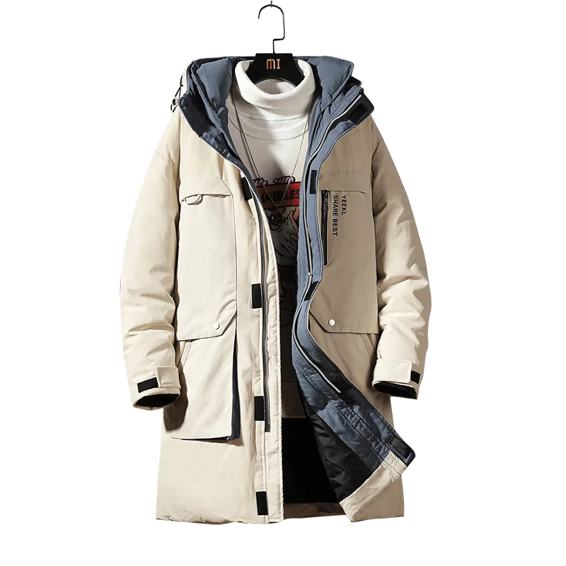 winter down jackets custom puffer long mens cashmere bubble down coat  oversized fleece mens  goose coat