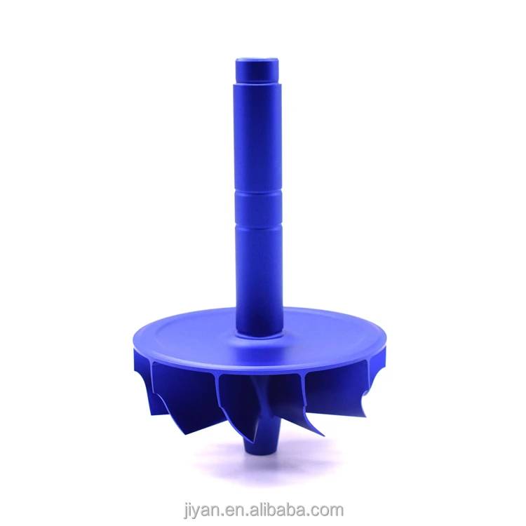 CNC High Precision Anodized Blue Finish Curved Blade Aluminum Alloy Turbine Impeller Milled Parts