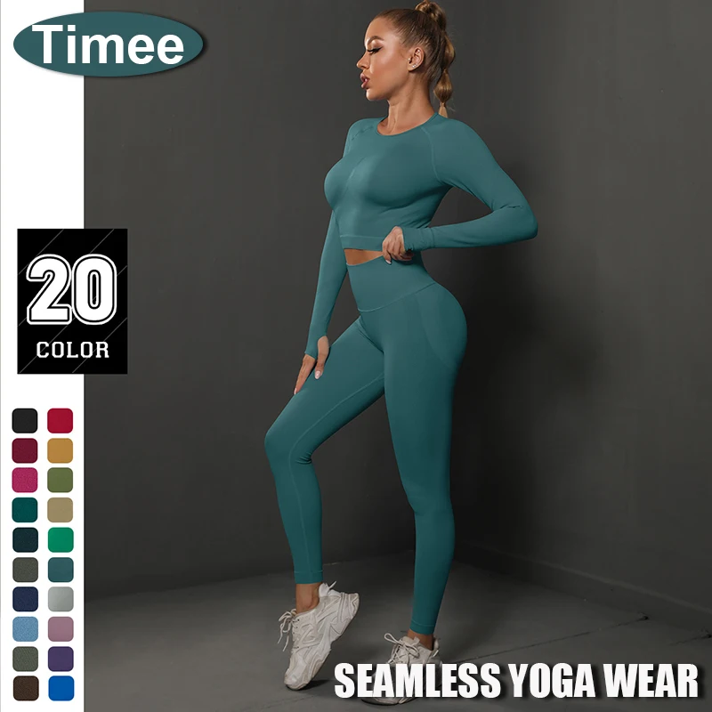 seamless activewear set clothing manufacturers custom sweat suits seamless high waist butt scrunch yoga leggings set
