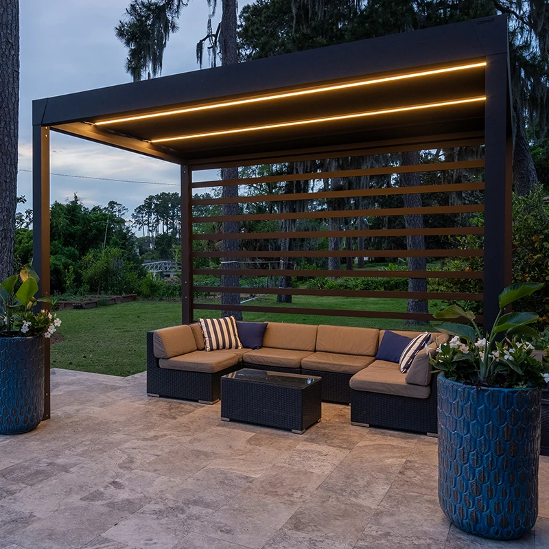 Garden LED lighting Outdoor Waterproof Villa Aluminum Pavilion Louver Roof Gazebo