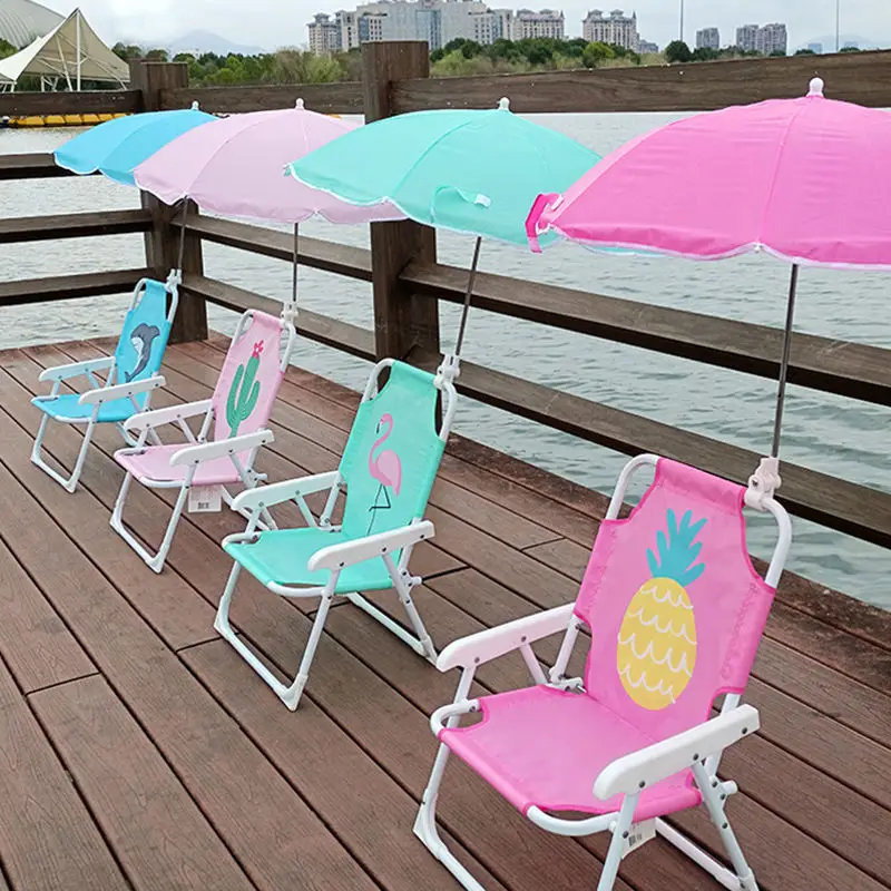 Outdoor portable folding children chair backrest chair seaside photo seat kids beach chair with umbrella