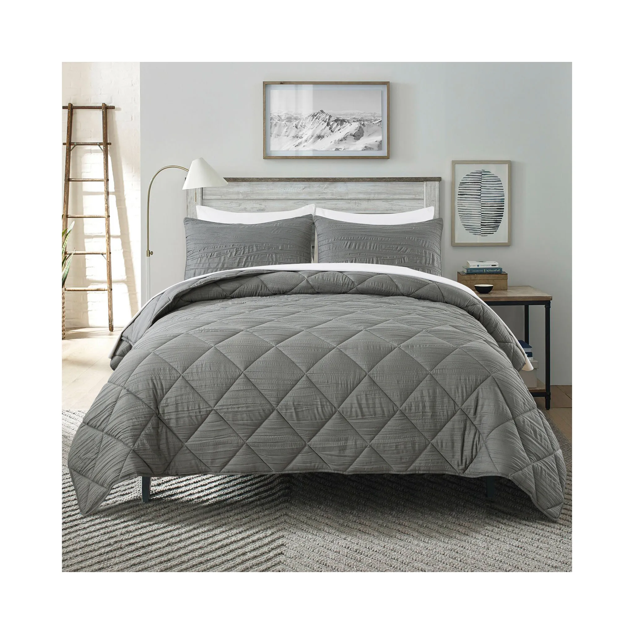 Factory Wholesale 3 pcs Microfiber Warm Comforter Sets Luxury Bedding Sets King Size Cozy Pleat Quilted Comforter Sets