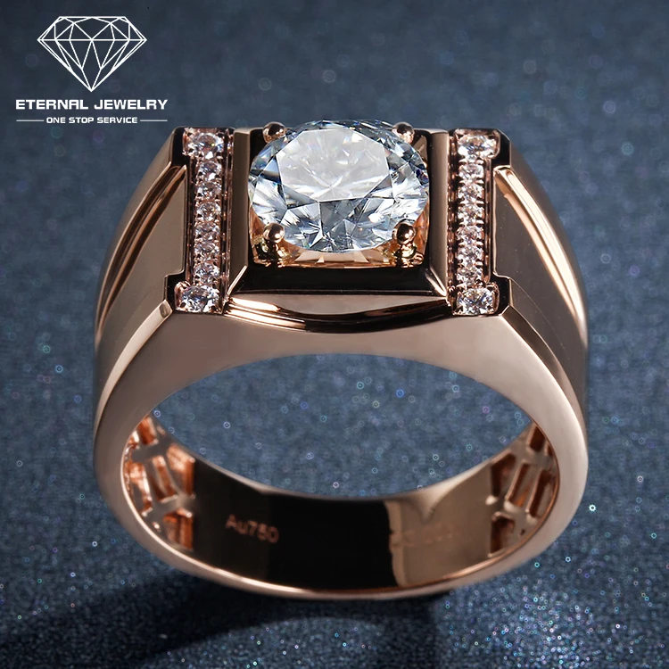 Eternal Jewelry Brand Custom Man Real 10k 14k 18k 24k Gold Pured White Yellow Rose Red Mossianite Natural Diamond Wedding Ring