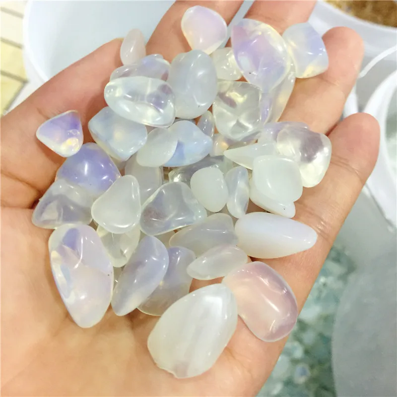 
Factory Price Healing 0.8-1.5CM White Opal Gravel Tumbled Pebble Opalescent Crystal Macadam For Sale 