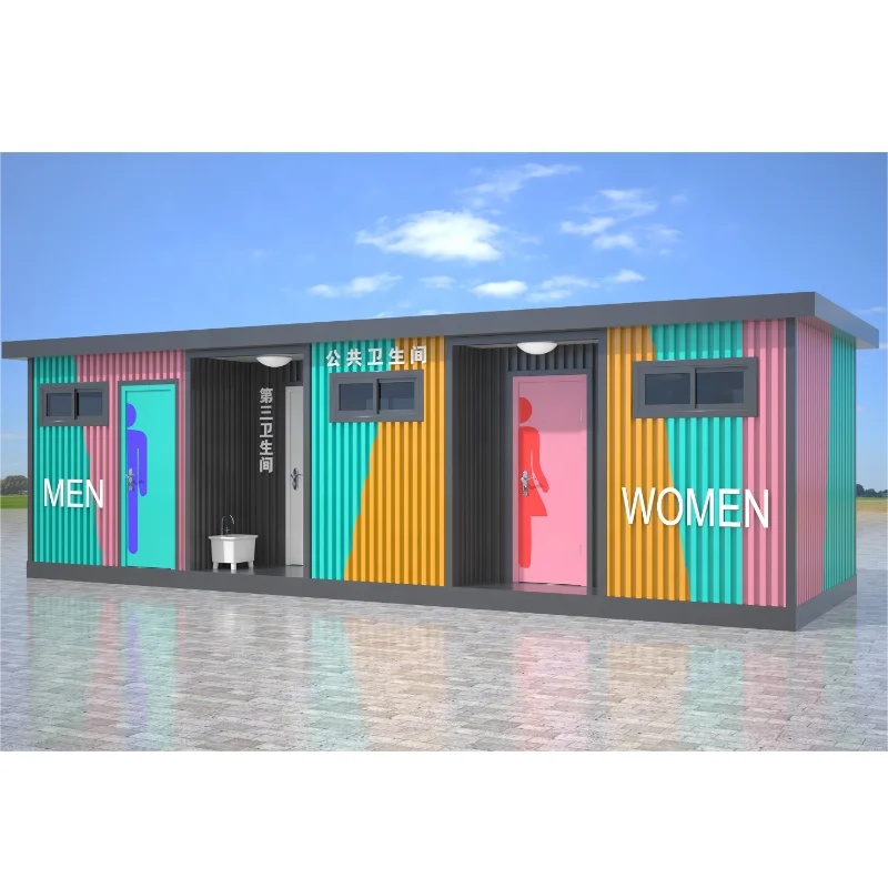 Prefabricated easy install construction site standard modular movable public shipping container toilet portable shower cabin