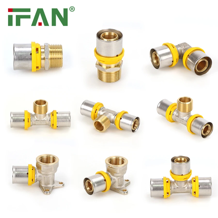 IFAN Wholesale Heating Brass Gas Fittings Tee Pex Press Fitting for Tube Multilayer Plumbing PEX Fittings