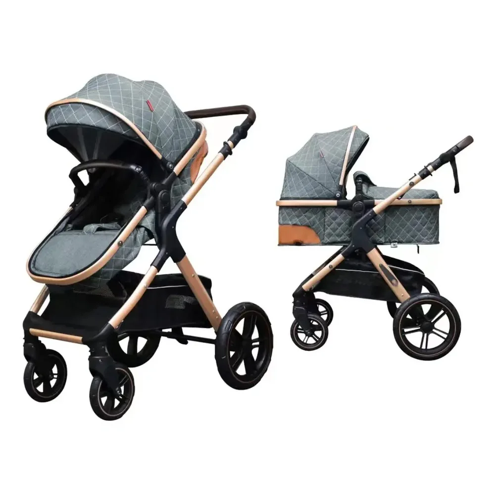 china factory 0-36 months double cotton layer pu leather handle travel system 2 in 1 stroller push chair buggy pram for winter