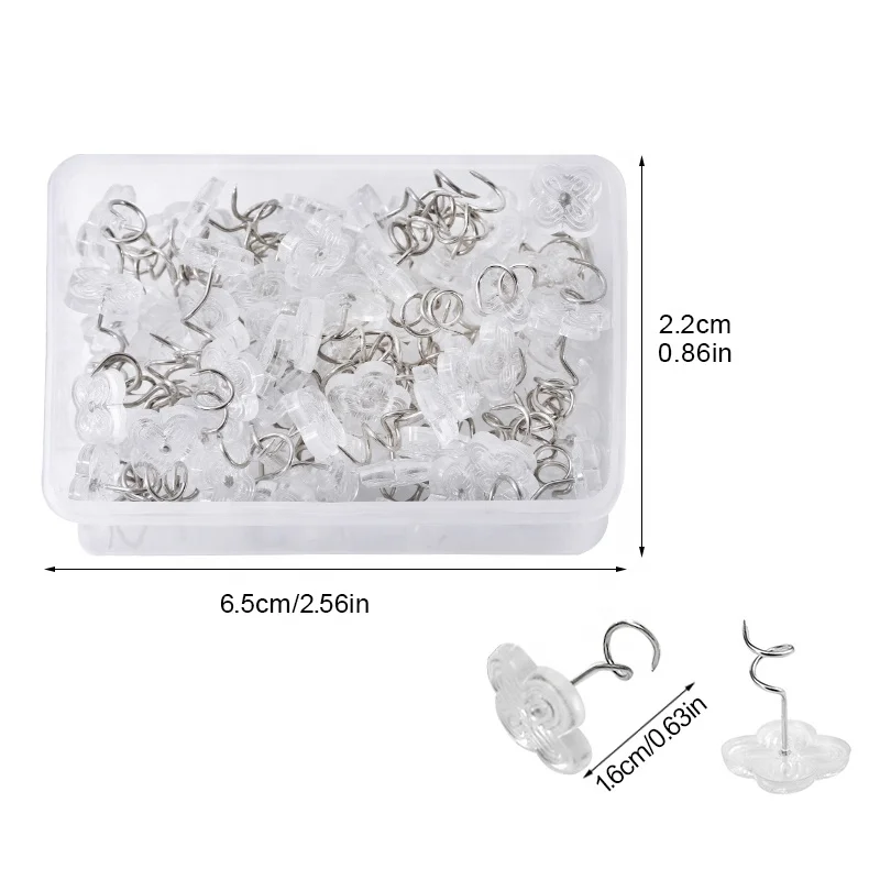 RTS 50pcs Spiral Quilting Bed skirt Twisty Pins Upholstery Chair Clear Stainless Steel Nail Sofa Slipcover Furniture