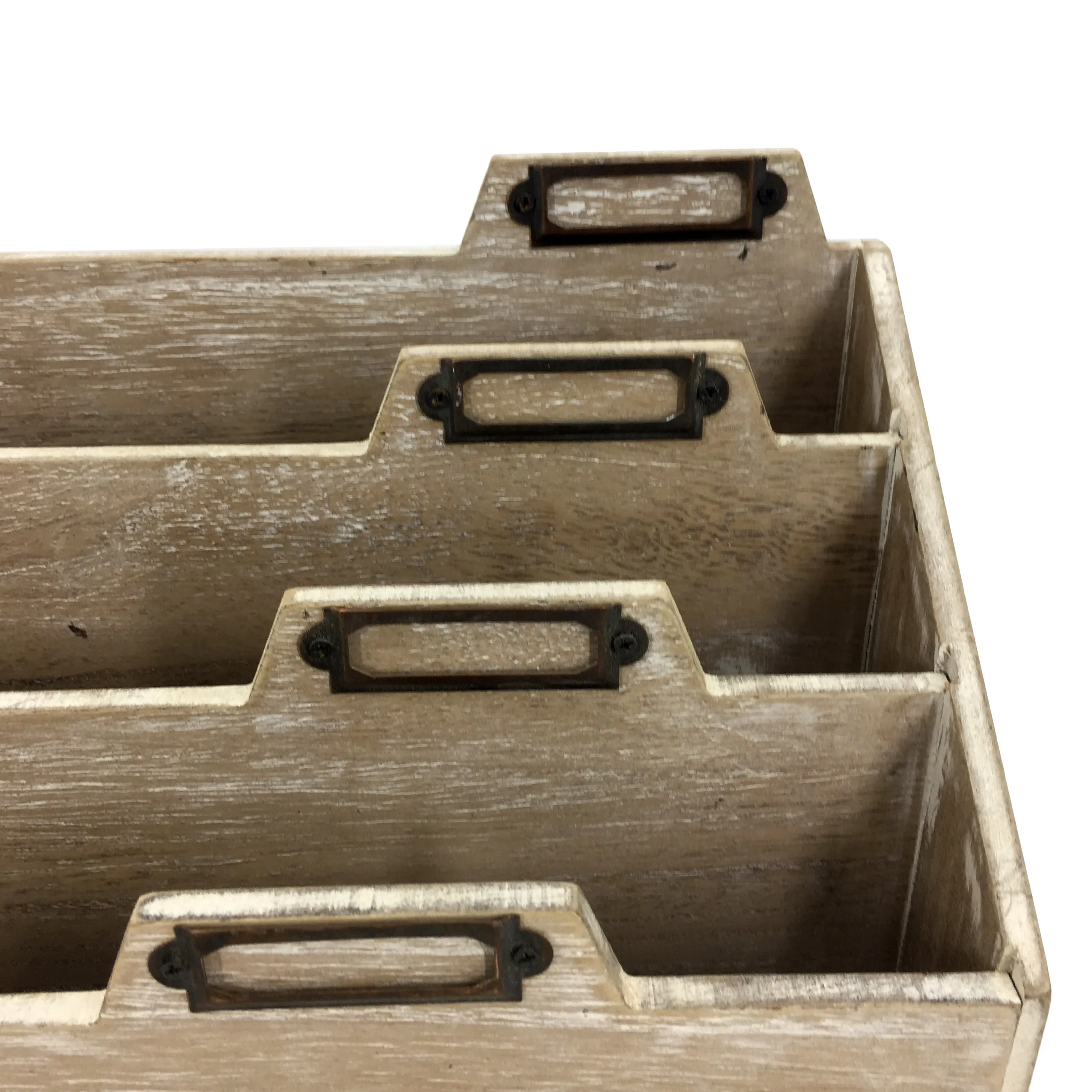 Vintage Rustic Torched Desk Organizer,Countertop Mail And Magazine Rack,Wooden File Holder For Home And Office