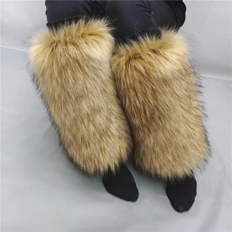 Women Faux Fur Leg Warmers Women Fall Leggings Boots Stocking Girls Lolita Punk Boot Cover Harajuku Fur Foot Warming Cosplay