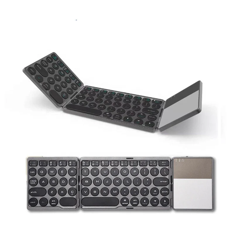 Ergonomic Folding office foldable keyboard for ipad laptop smartphone rechargeable wireless blue  tooth keyboards with touchpad