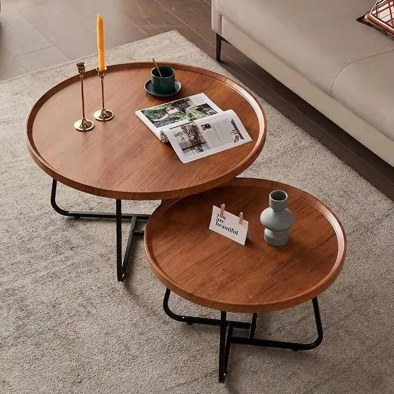 Luxury coffee tables living room round coffee table modern apartment multifunction coffee table set wood
