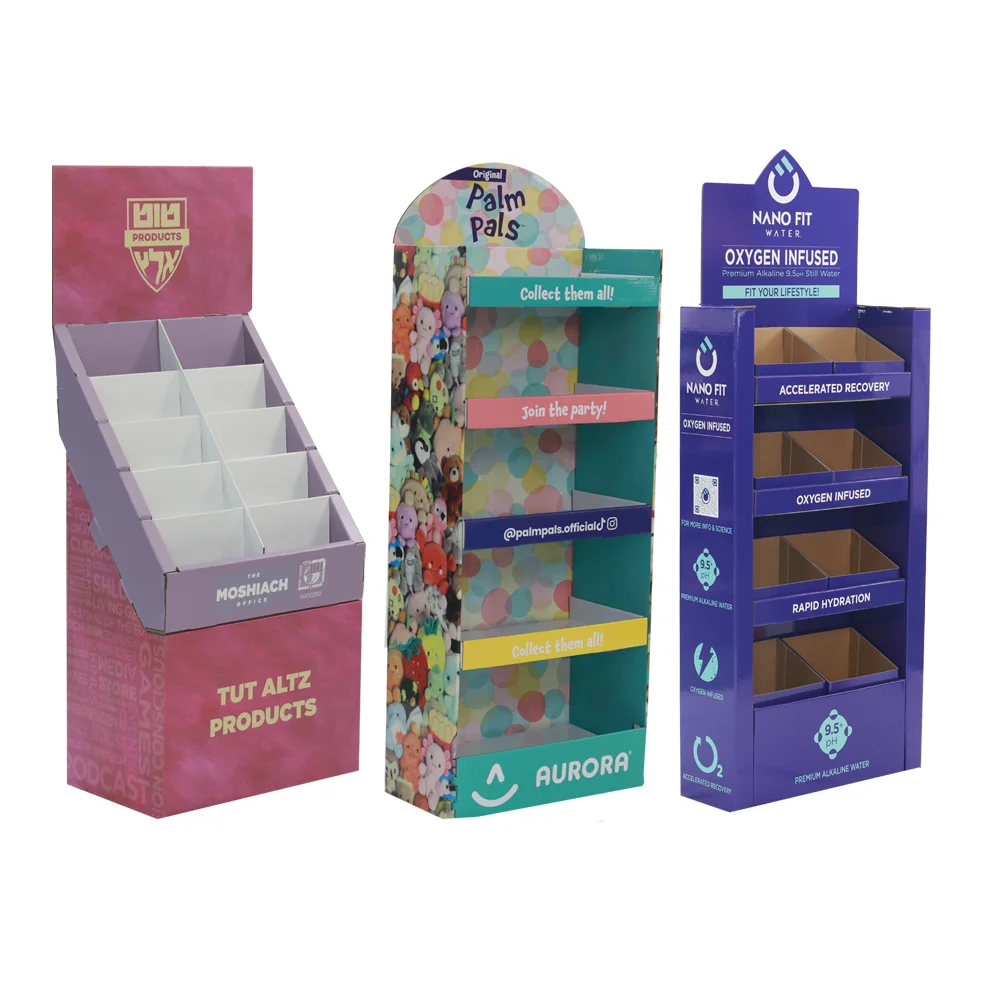 Print Cardboard Floor Display Stand Manufacturer Corrugated Cardboard Promotion Display Rack Paper Floor Display For Retail Food