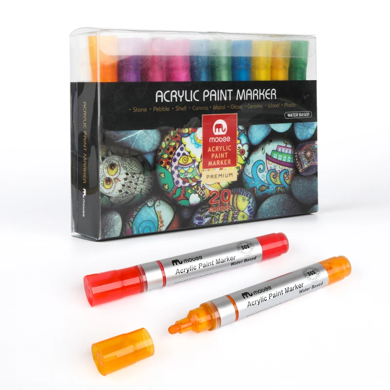 Customized P-920 20pcs/set acrylic marker set colorful non-toxic drawing school art big size Support acrylic paint pens