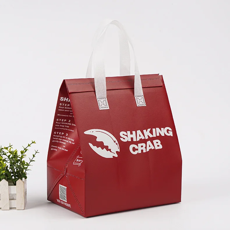 Wholesale Laminated Insulated Food Bag Aluminum Foil Milk Tea Coffee Takeaway Bag Non Woven Ice Cream Cooler Bag