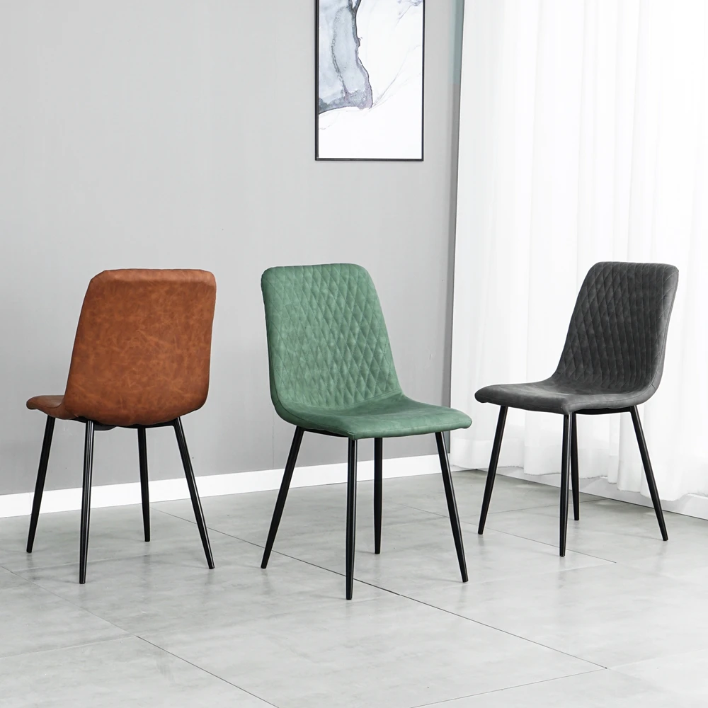 Popular dining room furniture modern fabric PU leather dining chairs with metal legs