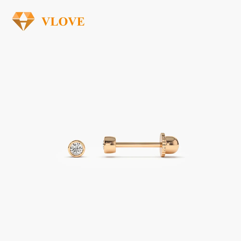 VLOVE Sumptuous Jewelry Chandelier Earrings 14k Bezel Setting Diamond Stud Piercing