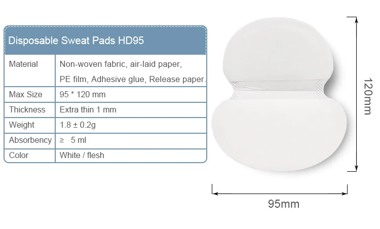 HD120 Disposable Breathable Underarm Armpit Sweat Pads for Clean Undershirts