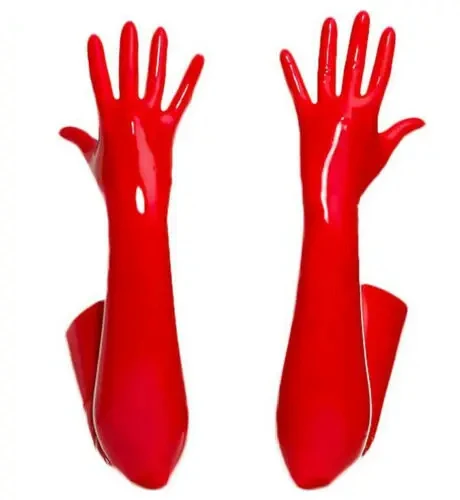 Unisex Latex Rubber Gloves Black Moulded Shoulder Length Latex Gloves unisex Black Long Fetish Gloves