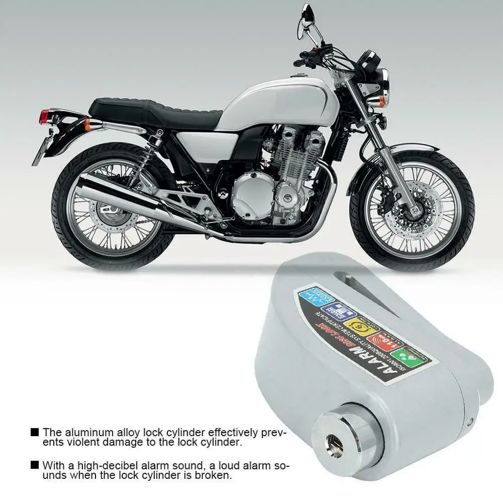 Metal Waterproof Anti-theft Brake Disc Alarm Disc Lock Wheel Disc Brake Lock Motorcycle Bicycles Scooter Bike Spare Parts