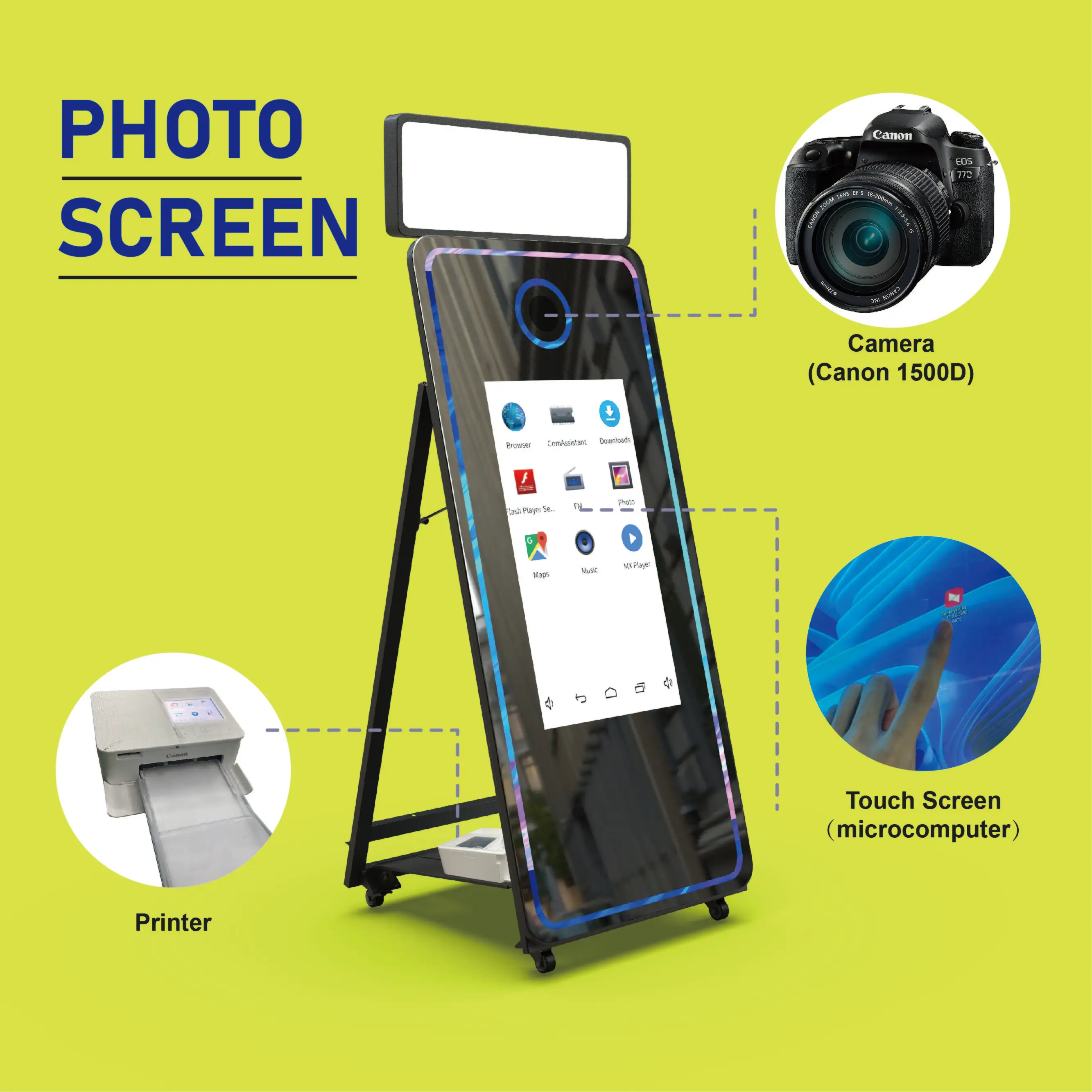 DSLR Camera 32/70 Inch Portable Magic Mirror Photo Booth With Printer For Wedding Party
