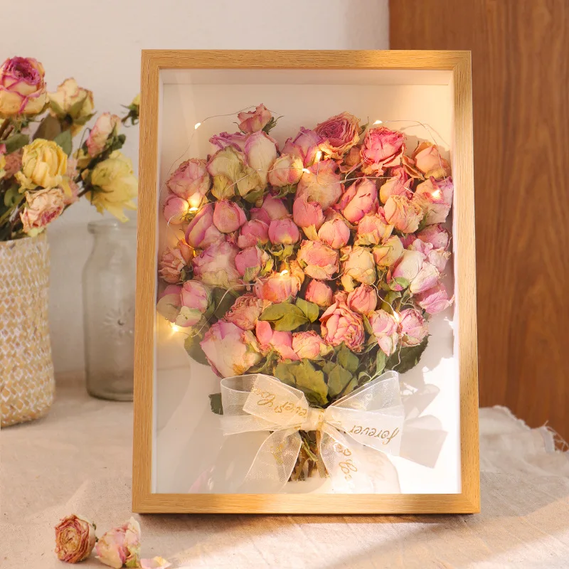Dried Flower Photo Frame DIY Three-Dimensional Hollow Specimen Finished Flower Preservation Rose Flower Handmade Gift