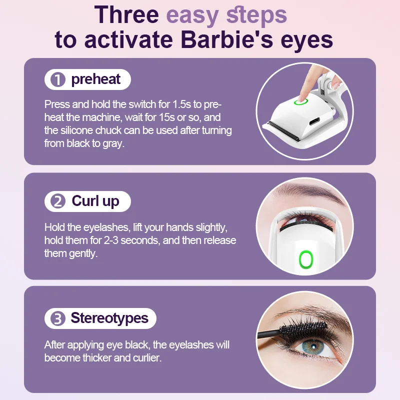 New Portable Electric Eyelash Curler Heated Combs Eye Lash Longlasting Eyelashes Curl Thermal Eyelash Curler Makeup Accessories