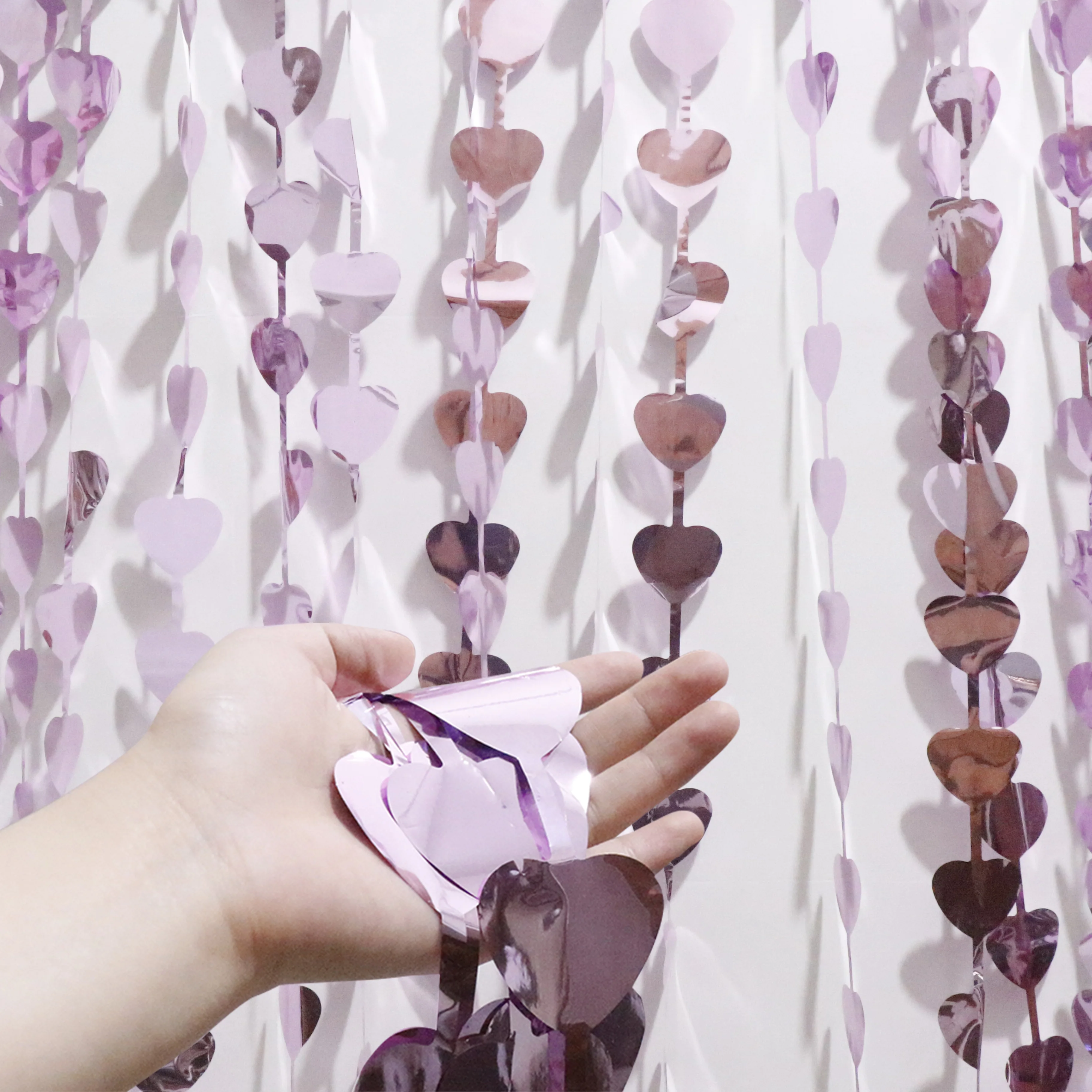 Multicolor Custom Natural Foil Biodegradable Heart Foil Curtain Event Party Supplies for Birthday