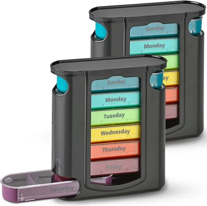 Small Pill Box Organizer for Travel Storage 7 Day Pill case Pocket Size Medicine case Promotion Slide Pill Box