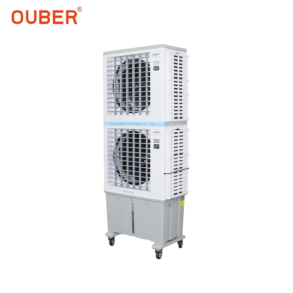 OUBER double-deck 3-speed mobile industrial evaporative air cooler direct deal