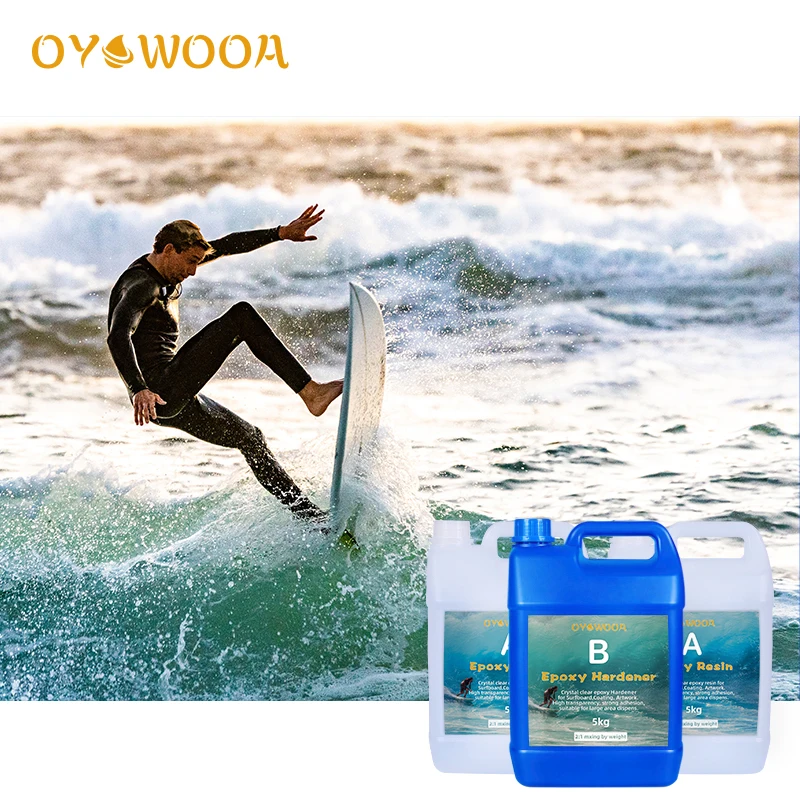2:1 epoxy resin for surfboard, 5kg fast curing anti-yellowing transparent carbon fiber epoxy resin surfboard glue coating