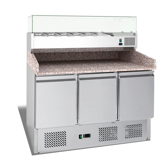 Small Counter Work Subway Sandwich Refrigerated Refrigerator Pizza Table Prep With Marble Top Buffet