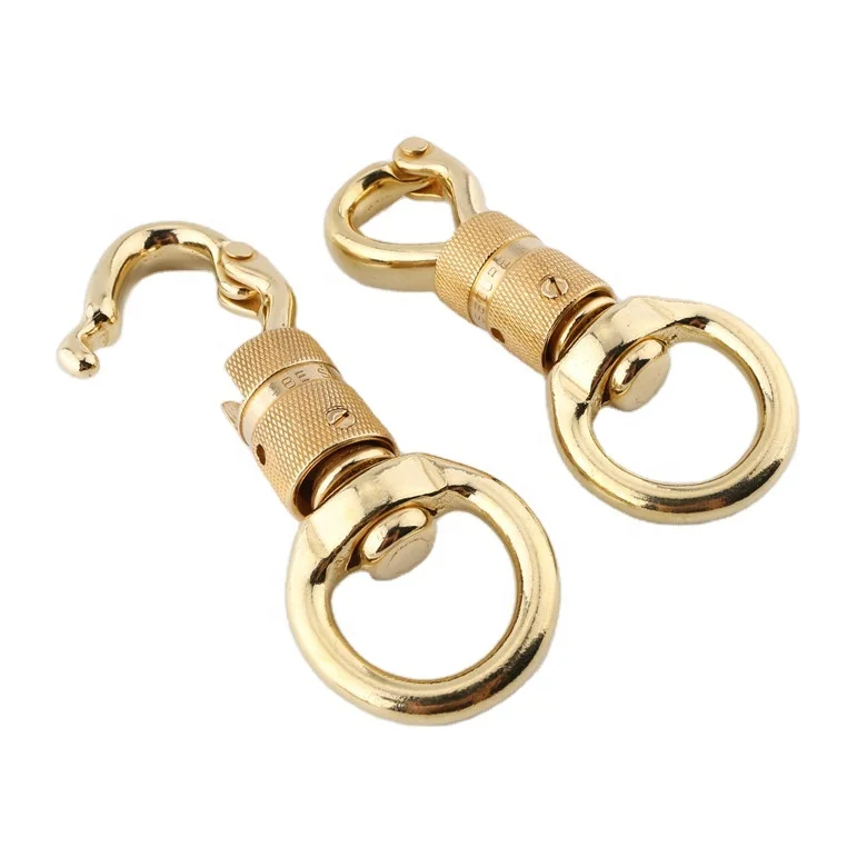 Solid Brass Panic Snap Quick Release with Round Swivel and Twist Body Brass Panic Snap Twist Lock