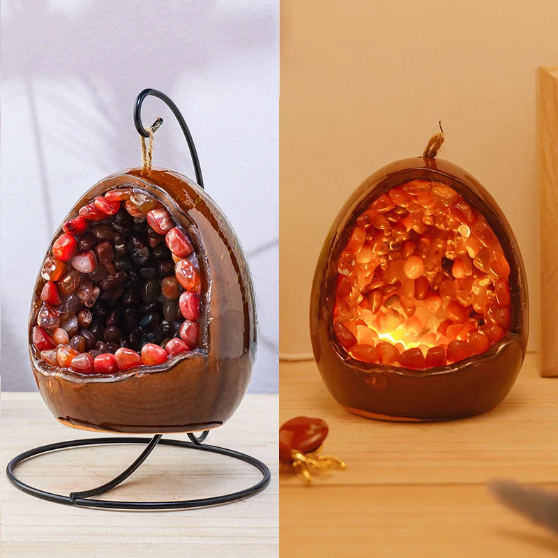 Wholesale Healing Crystal Amethyst Dinosaur Egg Night Light For Home Decoration