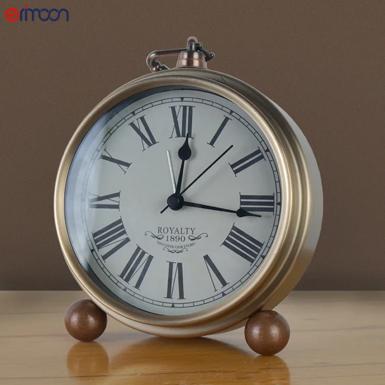 American Style Retro Desk Alarm Clock with Radio Silent Luxury Desktop Decoration Bedroom Old-Fashioned Luxury Clock