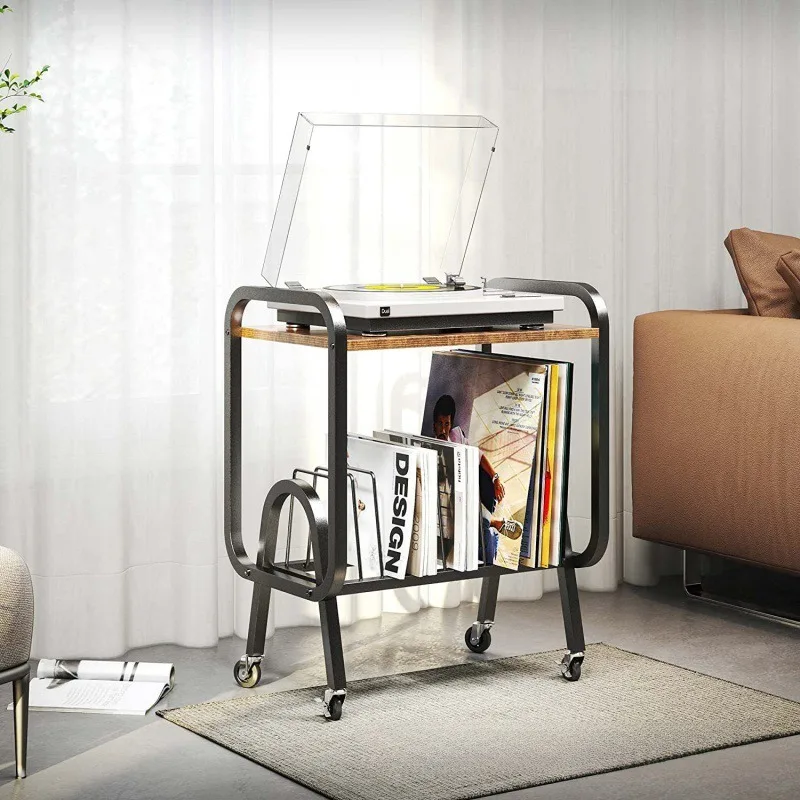 Hot sale removeable vinyl film rack CD storage shelf console rack with wheel