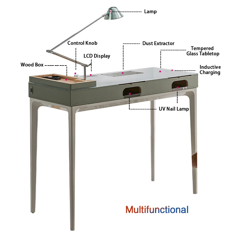 Custom beauty nail confession manicure table furniture with fan