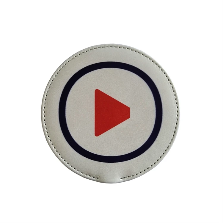 Wireless Phone Charger Custom 10W Leather Round Wireless Charger for Mobile Phone for Promotional Business Gifts