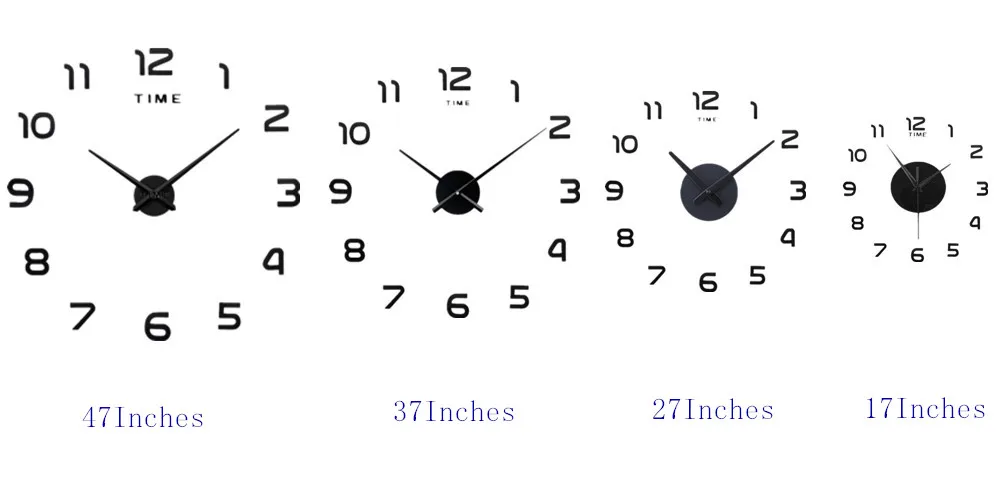 Creative Acrylic Stickers Diy Wall Decoration 3d Mirror Wall Decor Clock 3d Big Diy Wallclock