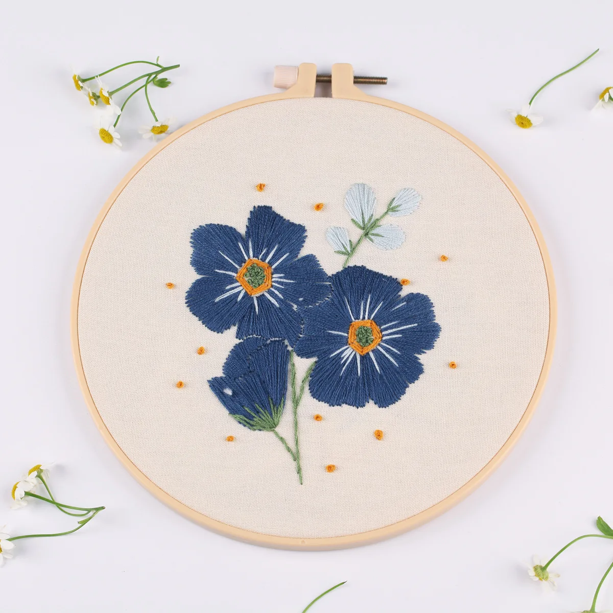 Stamped Needlepoint Counted Cross Stitch Kits Flowers Pattern Stitch Embroidery Kit for Adults Beginners