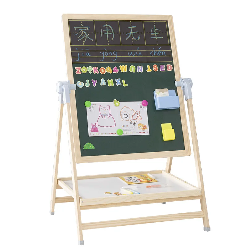 Toys kids children Double sided Sketchpad May be raised or lowered Height Magnetic Wooden Art Easel DIY Kids Drawing Board sets
