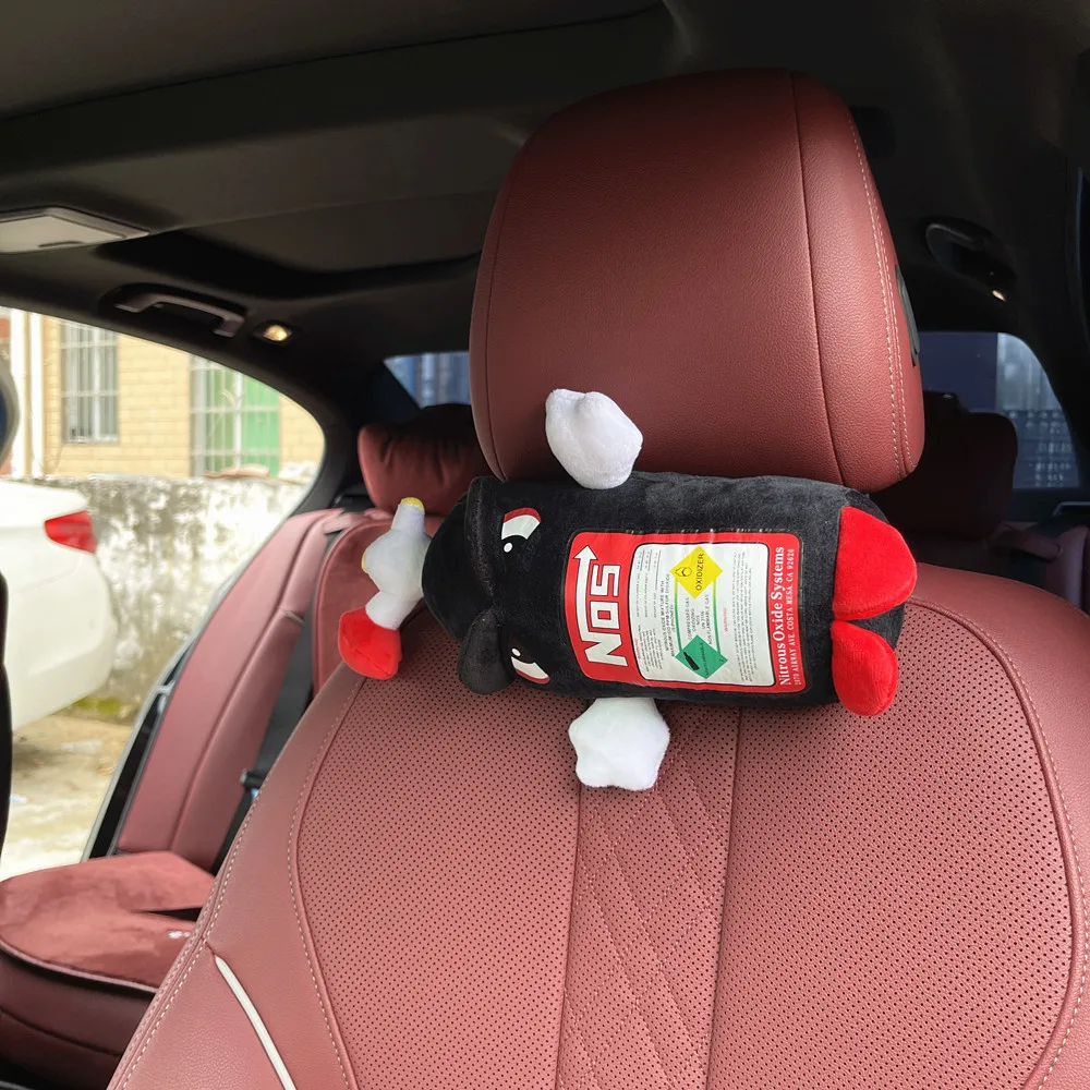New creative large good gift car decoration headrest back seat neck support plush toy NOS gas bottle pad plush toy soft pillow