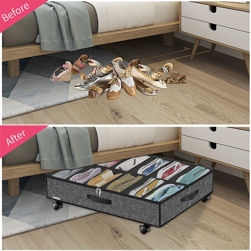 Under-Bed Storage Master and Innovative Organizer The Shoe Rack with Wheels for Your Closet 2 Pack