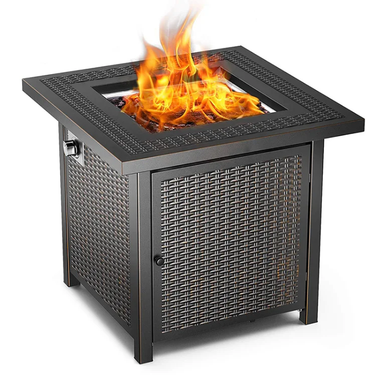 Outdoor 28 Inch Square Gas Burner Fire Pit Propane Gas Fire Pit Table