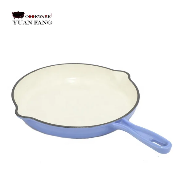 Best seller different colors Enameled Coated Solid Cast Iron Frying Pan Skillet