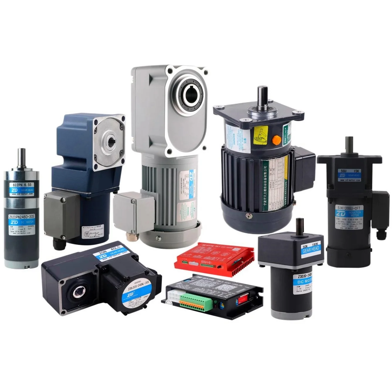 ZD Fram Size 60mm-104mm Single Phase 6W 15W 25W 40W 60W 90W 120W 200W 220V 2IK 3IK 4IK 5IK AC Induction Gear Motor
