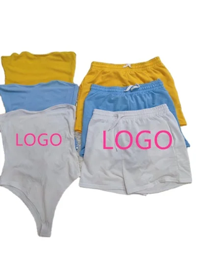 Женский летний комплект из двух предметов: Топ без рукавов и шорты с вышивкой