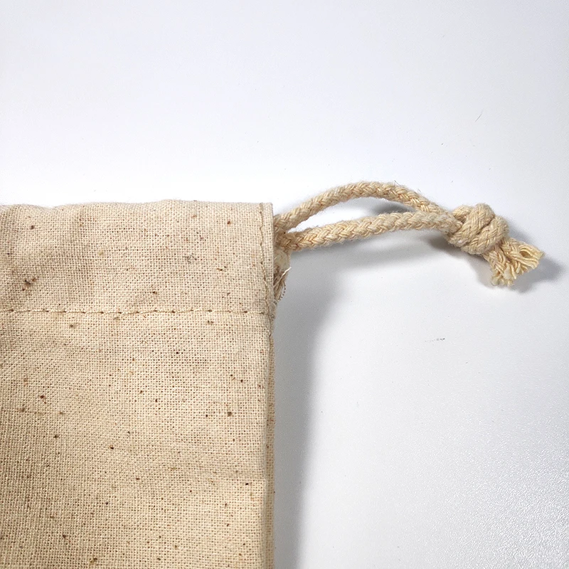 Custom Dust Bag Organic Muslin Packing  Canvas Custom logo Wholesale 180gms Cotton String Pouch