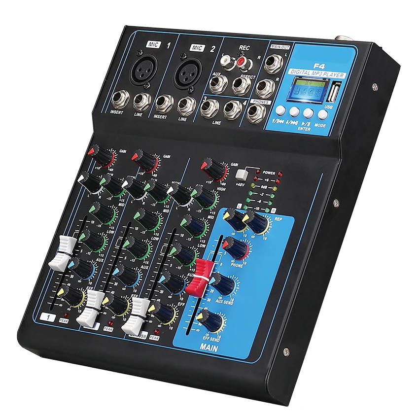 Chinese Factory 2020 Newest Mini 4 Channel Usb Audio Mixer Console
